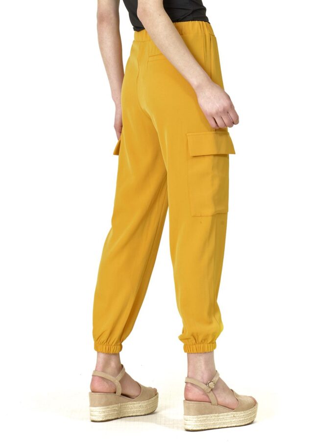 Pantalón Bolsillos Cinturón Italiano Amarillo